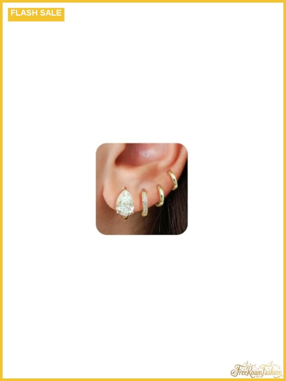 4 Pairs Gold Plated Hypoallergenic Hoop Earrings Surgical Steel CZ Huggie